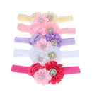 5pcs Detachable Elastic Rhinestone Baby Girl Flower Headband Hair Accessory