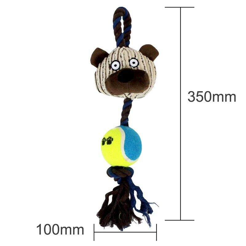 Cotton Ropes Tennis Ball Plush Dog Toys Pet Playing Bear Interactive Chew S U4J2
