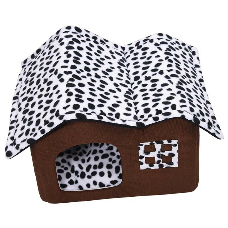 Luxury High-End Double Pet House Brown Dog Room 50x40x35cm