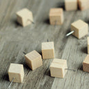 60pcs Square Wood Decorative Push Pins, Wood Head and Steel Needle Point Th A9R8
