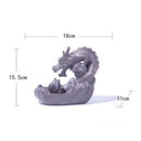 Glazed Chinese Dragon Backflow Incense Burner Cones Stick Holder Ornament a