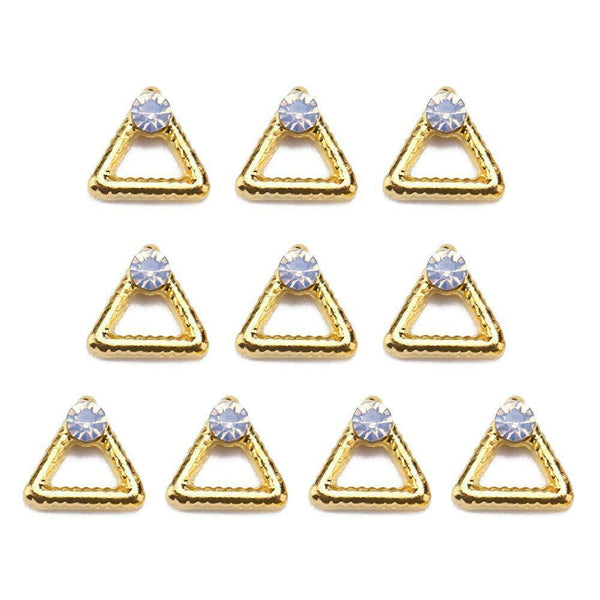 10pcs Hollow Triangle Copper Nail Art Charms Glitter Rhinestones Nail Studs A#S