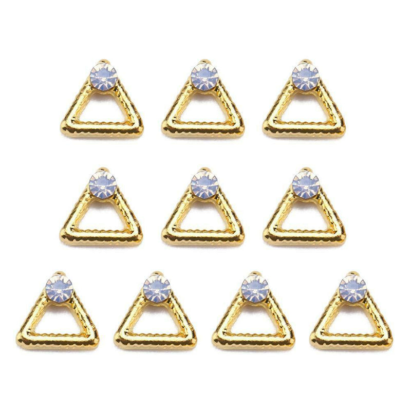 10pcs Hollow Triangle Copper Nail Art Charms Glitter Rhinestones Nail Studs A