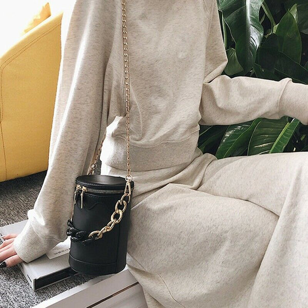 Women'S Bucket Summer Handbag New Korean Fashion Chain Small Round Bag Stit M6U5