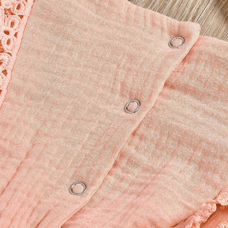 2pcs Clothes Set Baby Kids Girls Solid Color Rompers+Headband (Pink 12-18M) A