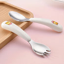 2pcs Portable Cute Kids Lunch Stainless Steel Spoon Fork Tableware Cutle UIS