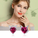 Angel and Devil Pink Stud Earrings Women'S Heart-Shaped Jewelry Fashion Ear