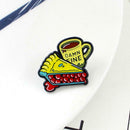 Fashion Coffee Tea Toast Pins Brooch Creative Badges Jacket Lapel Ornaments