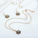 Christmas Snowflakes Drop Earrings Rhinestone Pendant Necklace Jewelry Set
