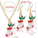 Fashion Women Sock Dangle Hook Drop Earrings Necklace Christmas Jewelry Set A