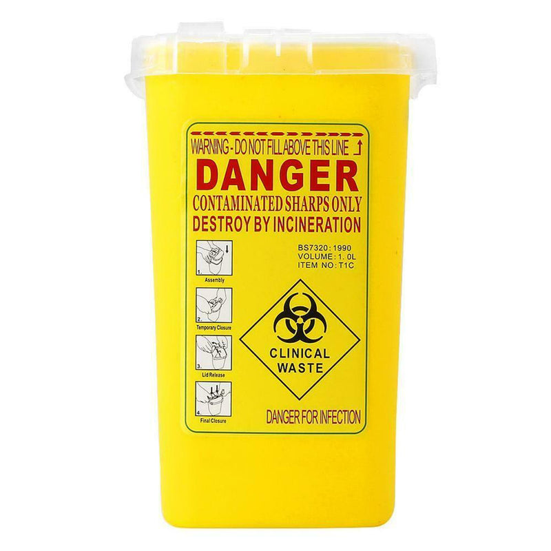1L Container Bin Tattoo Medical Biohazard Piercing Needle Collect Box A