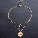 Boho Multilayer Moon Pendant Necklace Choker Chain Statement Necklace Jewelry C8