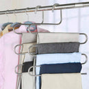 5 Pcs Pants Hangers Trousers S-type Stainless Steel 5 Layers Space Saver Cl Y2D3