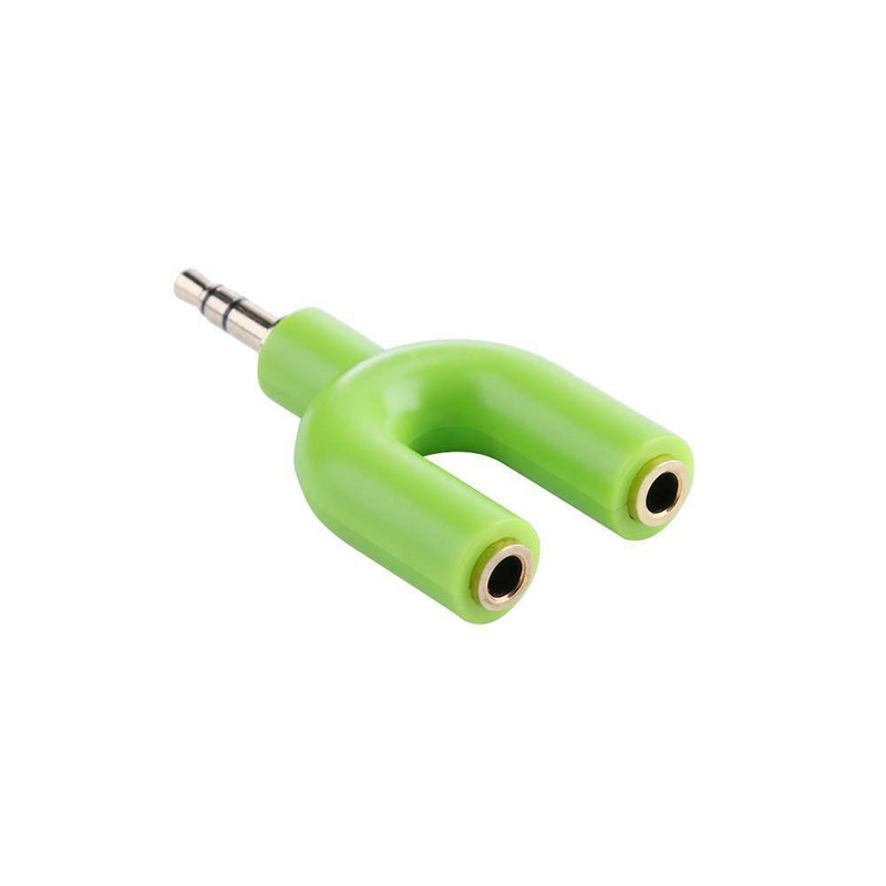 3.5mm Extension Earphone Audio Splitter 1 Male to 2 Female Adapter (Green)