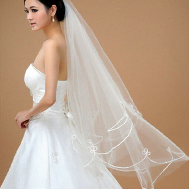 150cm White Simple Two Layer Tulle Wedding  Bridal Accessories %ã€Š