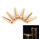 6Pcs Brass Bridge Pins for Acoustic Guitar 27mm Length Head Diameter 8mm H BX