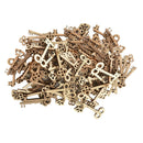 100 Natural Wooden Key Shapes Crafts Embellishments Scrapbooking Decorations