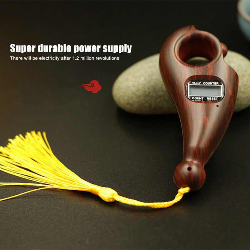Digital Buddha Rotating Beads Counter Buddhist Finger Game Tool (Rosewood) A