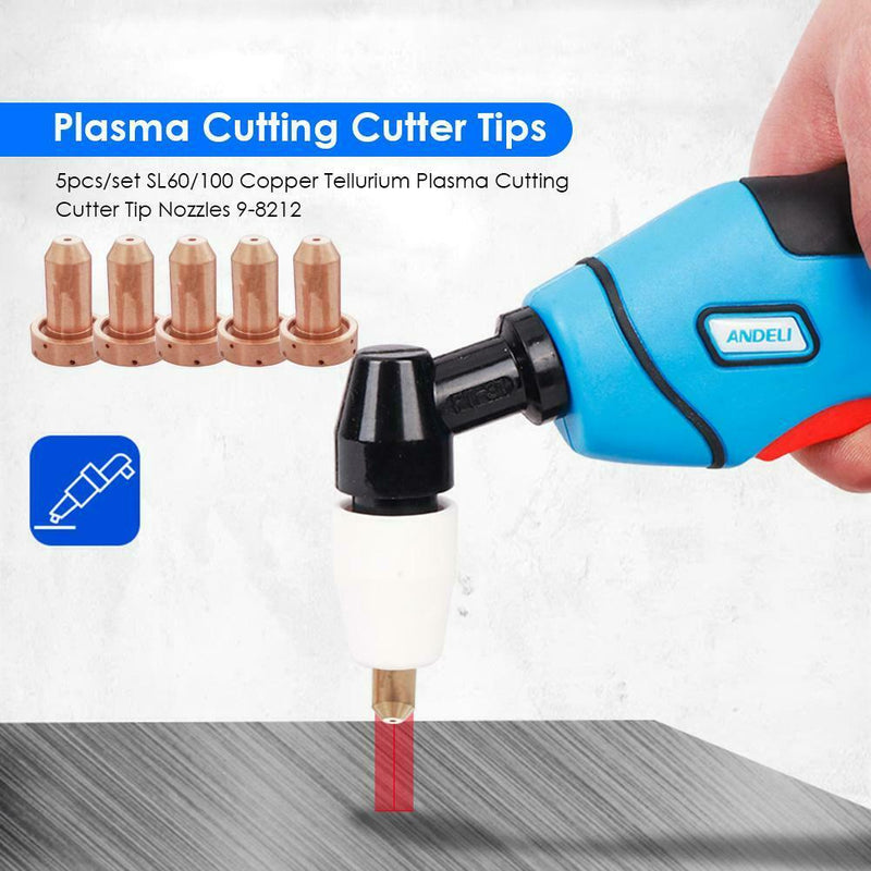 5pcs/set SL60/100 Copper Tellurium Plasma Cutting Cutter Tip Nozzles 9-8212