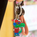 4pcs DIY Full Drill Special Shaped Diamond Painting Dinosaur Bag Keychains Art