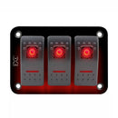 12V-24V 3 Gang red Rocker Switch Panel Circuit Breaker Boat Marine Waterpro T9S6