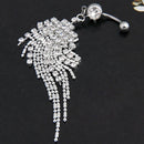Rhinestone Tassel Navel Dangle Button Belly Ring Bar Body Piercing Jewelry MO