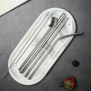 Reusable Stainless Steel Coffee Tea Straw Set with Cleaning Brush Spoon