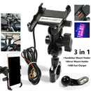 Motorcycle Mirror USB Charger Quick Charging Aluminum Alloy Riding Phone Holder