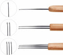 Triple Crochet Needles Bamboo Handle Micro Hook For Dreadlock Hair Making Tools