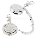 Round Folding Bag Hook Handbag Purse Table Crystal Hanger Holder Keychain