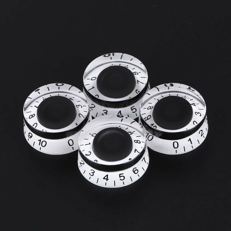 1 Set Of 4 Guitar Speed Control Knobs Volume Tone Knobs (Black / White)