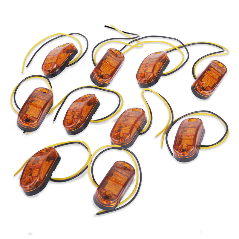 10 2 LED Amber Side Marker Light Clearance Lamp fit for Trailer Truck Boat Lorry