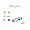 Type-C to 3-Port USB3.0 HUB 100Mpbs Fast Ethernet Lan Adapter Cable f. OS X