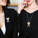 Fashion Enamel Cow Cartoon Crystal Brooch Pins Collar Badge Causal Party JeSEAU
