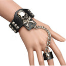 Gothic Rock Punk Black Leather Cuff Bracelet Studded  Bangle Cuff