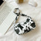Cow Dot Printed Handbag Women PU Totes Small Underarm Shoulder Bag (White)