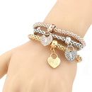 Women Fashion Charm 3PCS Crystal Rhinestone Heart Elastic Bracelets Bangle SE