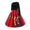 Retro Elk Print Long Sleeve Xmas Swing Dress Women Long Dresses (Red L) A