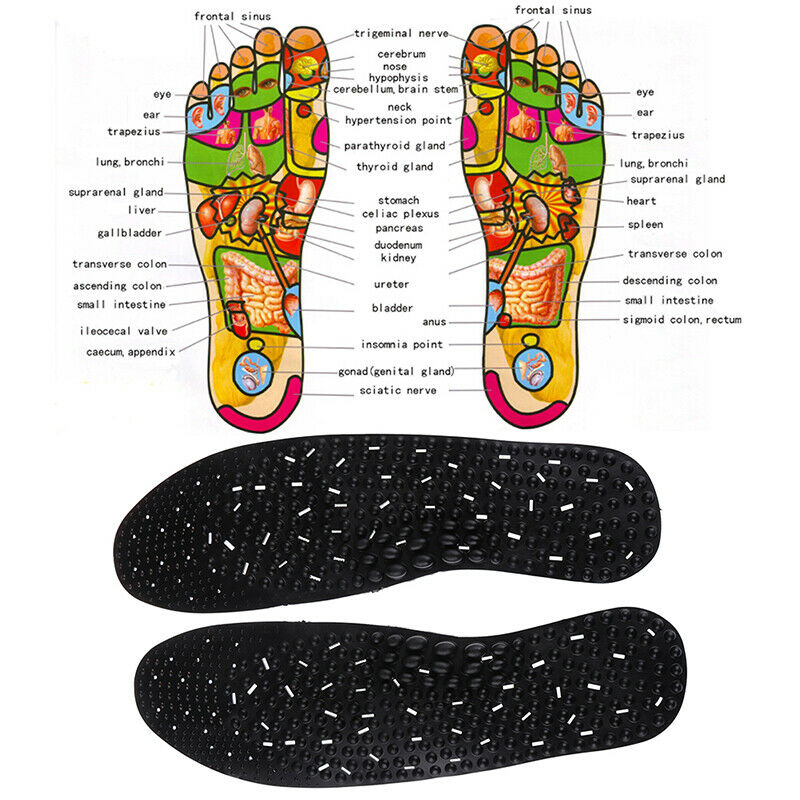 1 Pair Massage Insoles Negative Ion Acupressure Feet Care Protector Breathab_ Ew