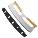 Kitchen Pizza Cutter Stainless Steel Wooden Double Handle Pizza Cutter PieB Ew