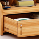 Wood Color Multi-Function Wood 13 Grids Desktop Stand Holder Cosmetic Brush