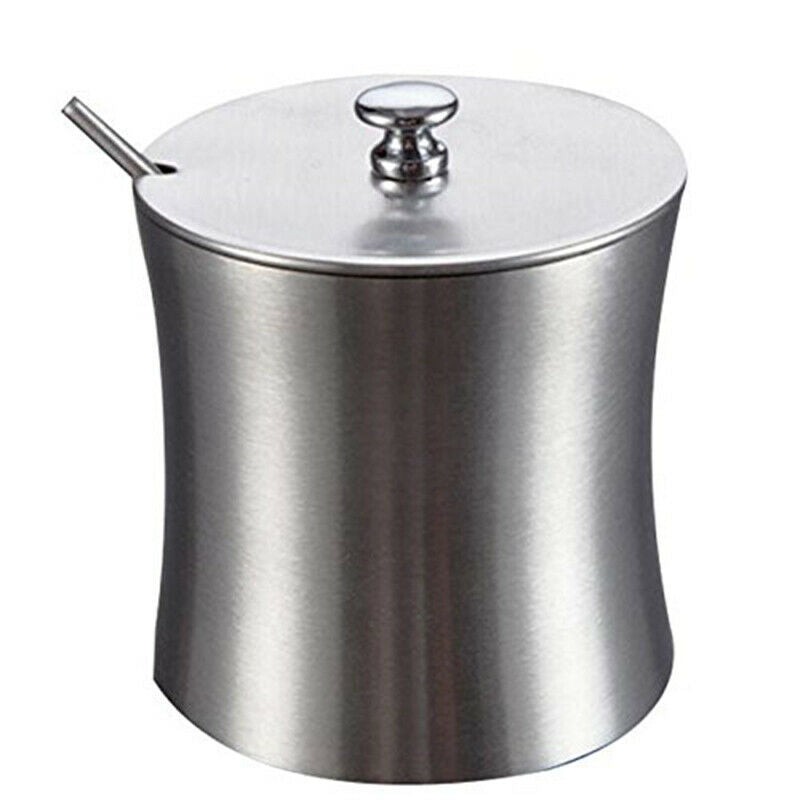 Stainless Steel Sugar Salt Bowl With Lid And Sugar Spoon For Home G4U5