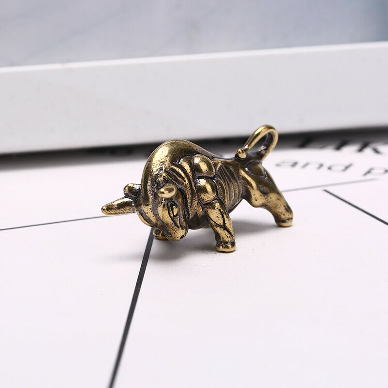 Solid Brass Bull Keychain Pendant Zipper Head Accessories Tools Outdoor Key R Gn