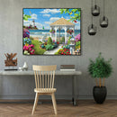 Painting By Numbers Kit DIY Seaside Pavilion Canvas Oil Art Picture Craft