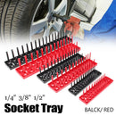 2 Pack 1/4 and 3/8 Metric Socket Tray Rack Holder Storage Tool Organizer