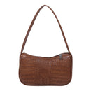 Retro Alligator Leather Handbag Women Casual Tote Shoulder Bag (Dark Brown)