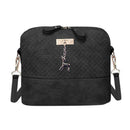 Women Fashion Crossbody Bag PU Plaid Deer Pendant Shoulder Bag(Black)