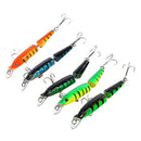 Set of Grass green,green,dark green,orange,blue Multi Jointed Plastic Fishi F7W3