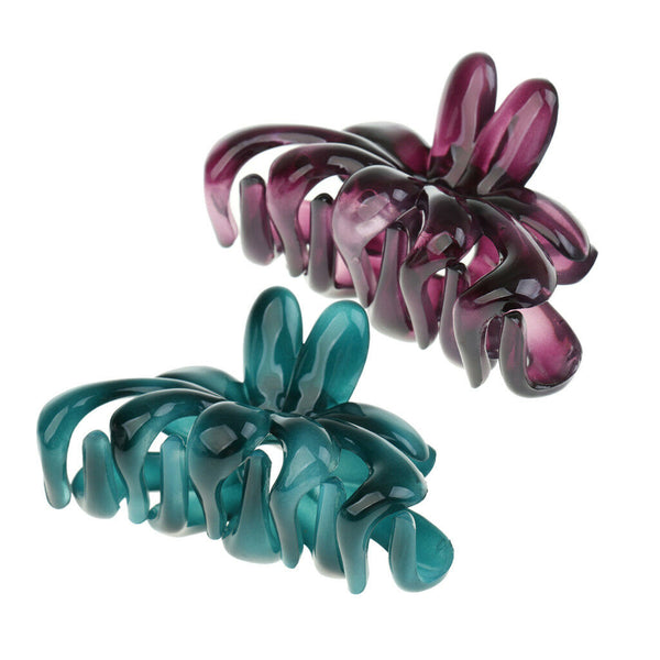 2Pcs Green Purple Hair Claw Clip Hairpin Barrette Fashion Accessory Jewelry