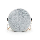 Small Round Messenger Bags Women Plush Shoulder Crossbody Handbags (Gray)